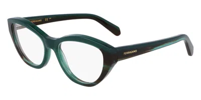 Ferragamo Sf3011 Women's Glasses, Green, Size 53