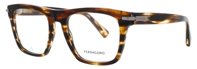 Ferragamo Sf3015 Men's Acetate Eyeglasses 53-19-145 With Demo Lenses - Case Included In 216 - Striped Brown / Demo
