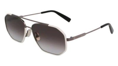 Pre-owned Ferragamo Sf303sln 026 Ruthenium/white 60/15/140 Male Sunglasses