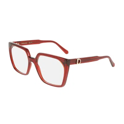 Ferragamo Sf3042e 612 Transparent Burgundy 55mm In Red
