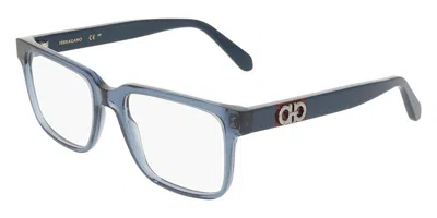 Ferragamo Sf3075 432 Men's Glasses Blue Size 54 - Free Lenses - Blue Light Block Available In Gray