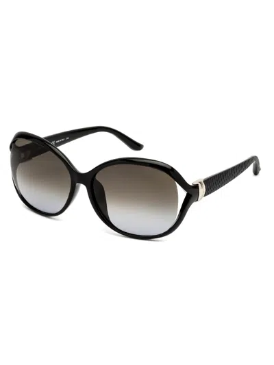 Ferragamo Sf77sa Oval Sunglasses For Women In Black