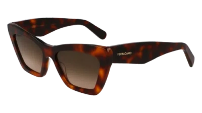 Pre-owned Ferragamo Sf929sn 219 Brown Tortoise 55/17/145 Female Sunglasses