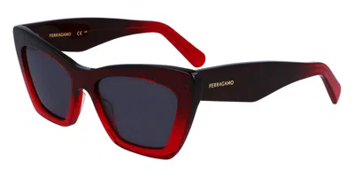 Ferragamo Grey Butterfly Ladies Sunglasses Sf929sn 615 55 In Red