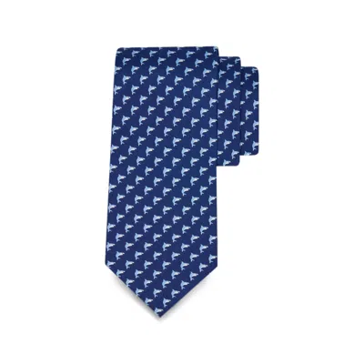 Ferragamo Shark-print Silk Tie In Blue