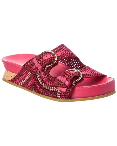 Ferragamo Shaula Crochet & Leather Sandal In Pink