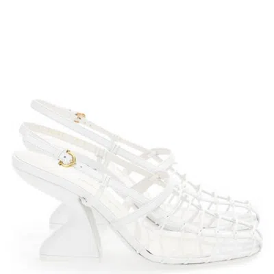 Ferragamo Shay 85 Cage Slingback Sandals In White