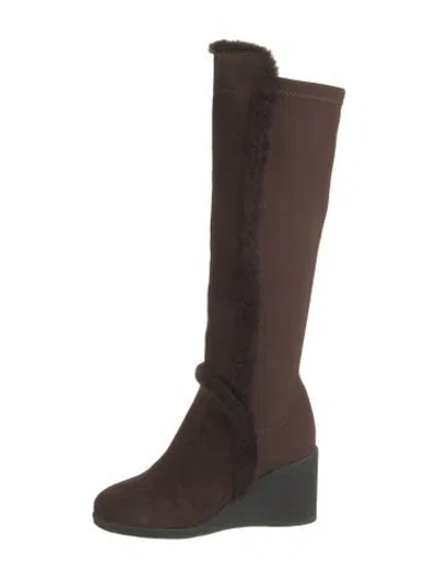 Pre-owned Ferragamo Shearling Boots In Brown