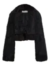 Ferragamo Kid Skin Cropped Jacket In Black