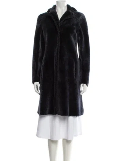 Pre-owned Ferragamo Shearling Fur Coat In Black