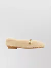 Ferragamo Shearling Hardware Round Toe Ballerinas