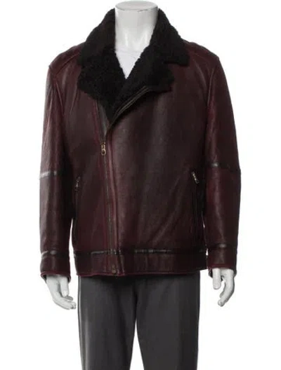Pre-owned Ferragamo Shearling Moto Jacket In Multi