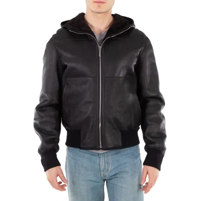 Ferragamo Shearling Reversible Hooded Blouson Jacket In Brown