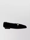 Ferragamo Shearling Texture Ballerinas With Gold-tone Hardware
