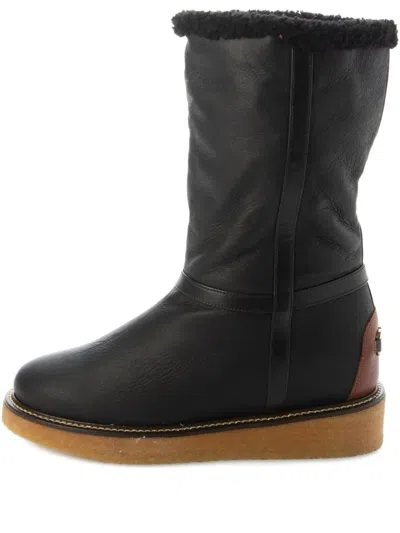Ferragamo Shearling-trim Boots In Black