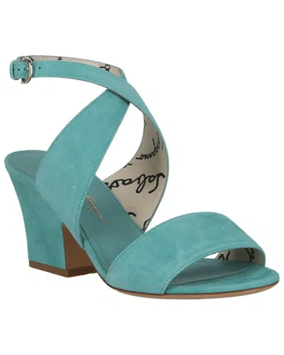 Ferragamo Sheena Suede Sandals In Blue