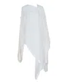 Ferragamo Sheer Asymmetrical Poncho In White