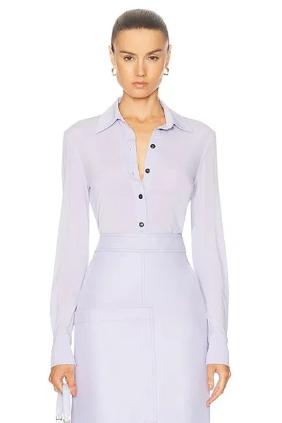 Ferragamo Stretch Viscose Jersey Button Down Top In Lavander