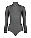 Ferragamo Sheer Silk Crepe Bodysuit In Black