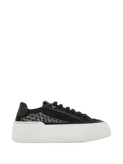 Ferragamo Sheer-panel Sneakers In Black