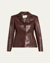 Ferragamo Shiny Leather Single-breasted Blazer Jacket