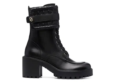 Pre-owned Ferragamo Shiraz Leather Boots (women's) Sneakers In Black