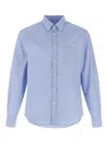Ferragamo Logo Monogram Button-up Shirt In Blue