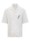 Ferragamo Logo-print Short-sleeve Cotton Blend Shirt In White