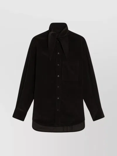 FERRAGAMO SHIRT RIBBED VELVET LONG SLEEVES