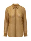 Ferragamo Gancini Jacquard Semi-sheer Shirt In Ocra