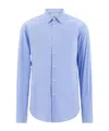 Ferragamo Shirt With Tonal Embroidered F In Blue