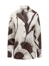 Ferragamo Venus-print Silk Shirt In White
