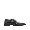 Ferragamo Double Monkstrap Leather Loafers In Black