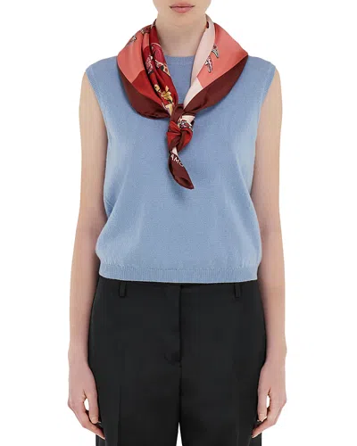 Ferragamo Shoe Print Silk Scarf In Pink