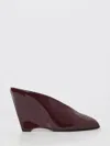 Ferragamo Alicia Patent Leather Peep-toe Wedge Mules In Burgundy