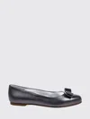 Ferragamo Metallic Ballerina Shoes Bow Detail In Gray