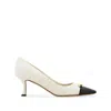 Ferragamo Bria 60 Cap-toe Pumps In Calf Leather In White