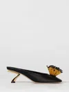 Ferragamo Black Heeled Sandals With Crystal Decoration On The Front In Fabric For Women In Black