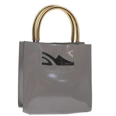 Pre-owned Ferragamo Shopper Tote Patent Leather Patent_leather Tote Bag Bag () In Gray