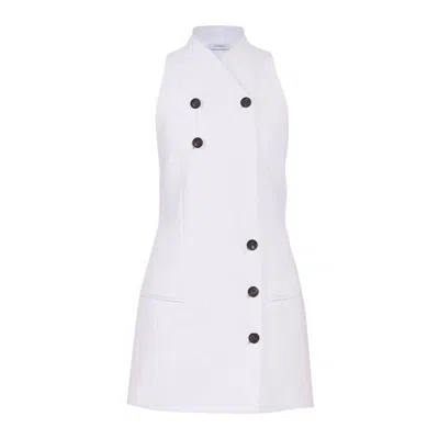 Ferragamo Short Double Breasted Wrap Dress In White