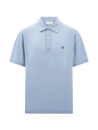 Ferragamo Men Short-sleeve Jersey Polo In Blue