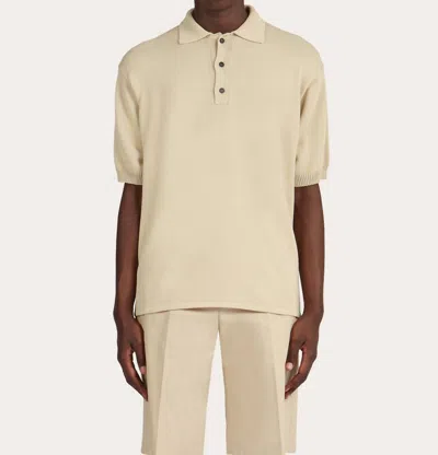 Ferragamo Short Sleeve Polo In White In Multi
