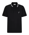 Ferragamo Ribbed Collar Polo Shirt In Cotton-piqué In Black
