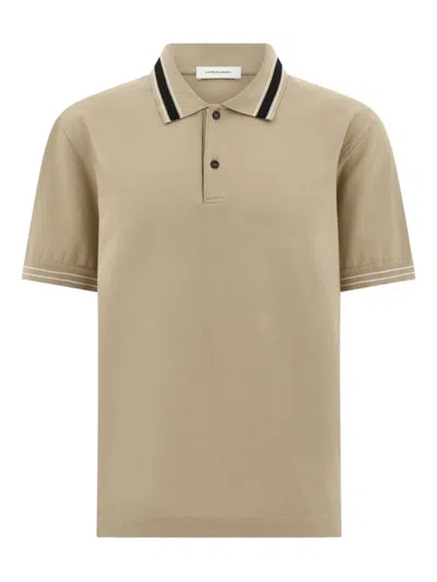 Ferragamo Short Sleeve Polo Shirt In Brown