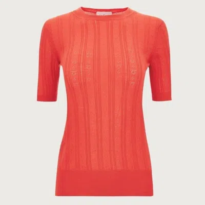 Ferragamo Short-sleeved Gancini Motif Knit Top In Red