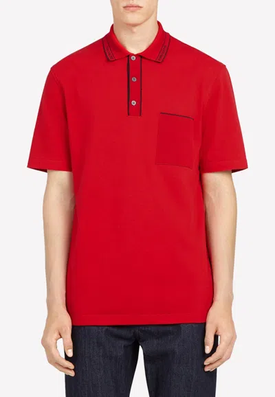 Ferragamo Short-sleeved Logo Polo T-shirt In Red