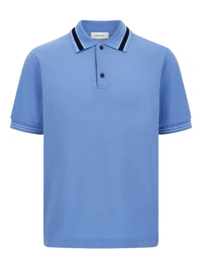 Ferragamo Short-sleeved Polo Shirt In Blue