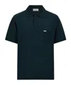 Ferragamo V-neck Polo With Jacquard Pocket Detail In Blue