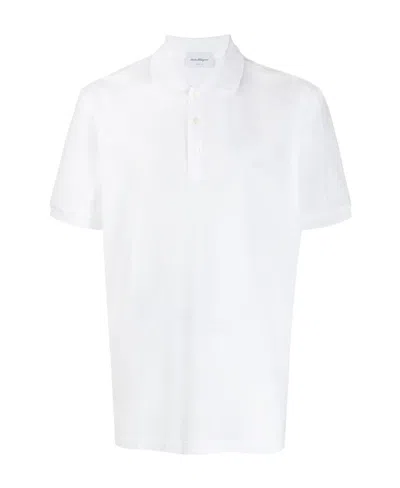 Ferragamo Short-sleeved Polo Shirt In White