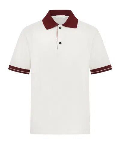 Ferragamo Color-block Short Sleeved Polo T-shirt In White